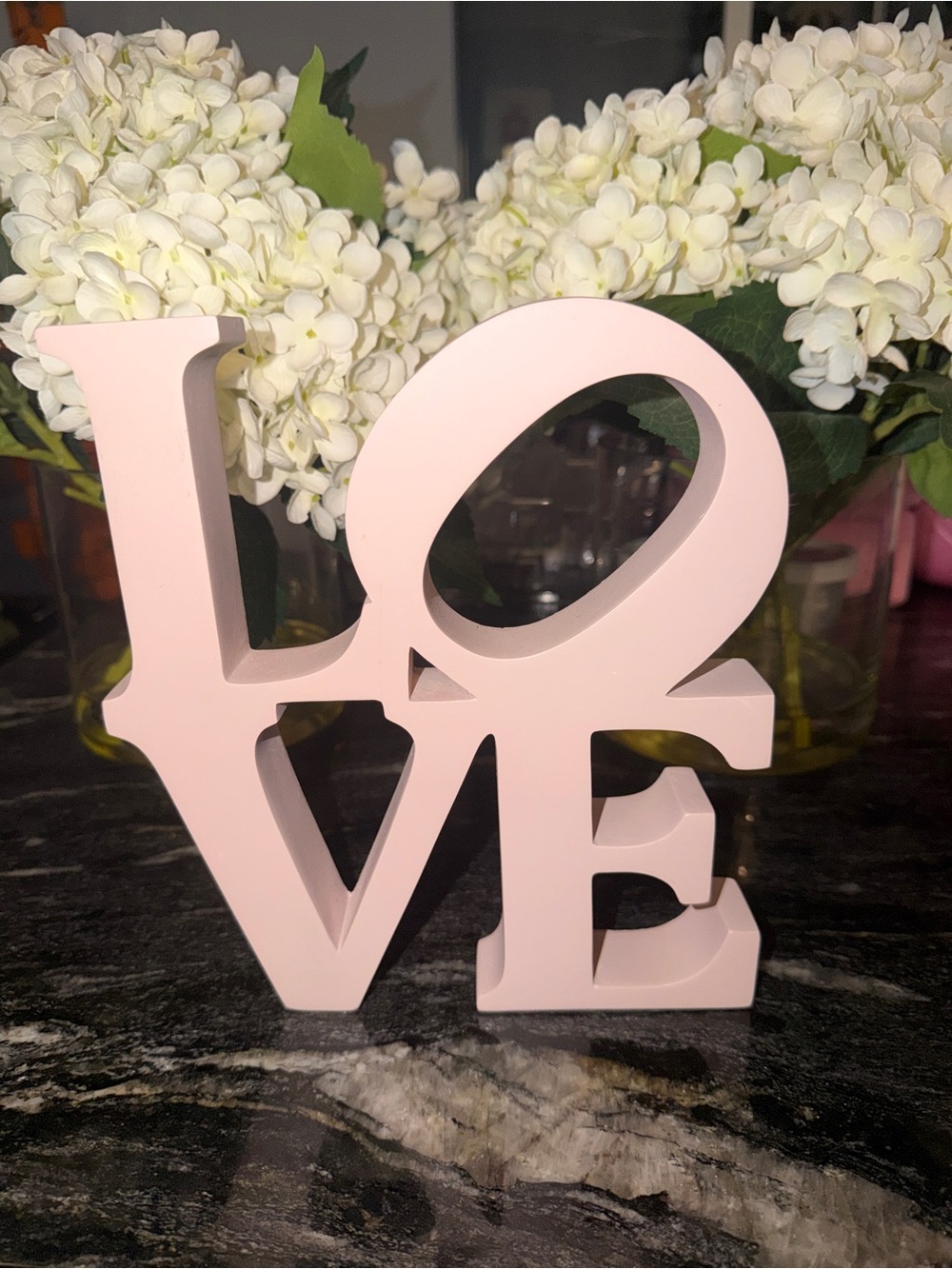 LOVE Decorative Block Sign in Light Pink - Home Wall Decor